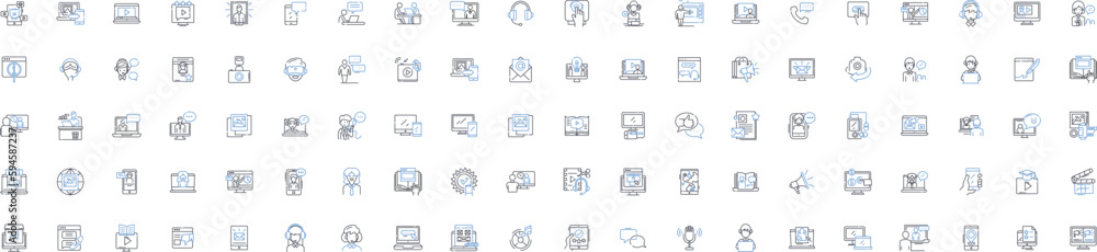 Social web line icons collection. Nerking, Community, Sharing, Engagement, Interaction, Collaboration, Virality vector and linear illustration. Feedback,Communication,Influence outline signs set Social web line icons collection. Nerking, Community, Sharing, Engagement, Interaction, Collaboration, Virality vector and linear illustration. Feedback,Communication,Influence outline signs set
