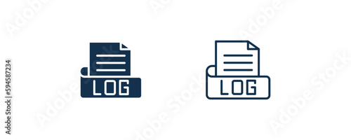 log file icon. Outline and filled log file icon from artificial intellegence collection. Line and glyph vector isolated on white background. Editable log file symbol.