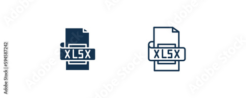 xlsx icon. Outline and filled xlsx icon from artificial intellegence collection. Line and glyph vector isolated on white background. Editable xlsx symbol.