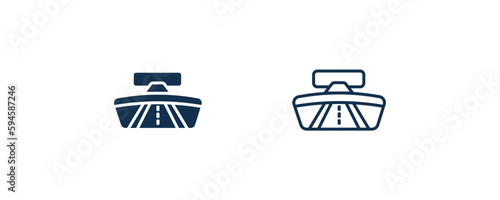 rearview mirror icon. Outline and filled rearview mirror icon from artificial intellegence collection. Line and glyph vector isolated on white background. Editable rearview mirror symbol.