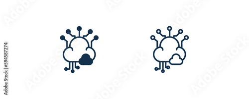 big data icon. Outline and filled big data icon from artificial intellegence collection. Line and glyph vector isolated on white background. Editable big data symbol.
