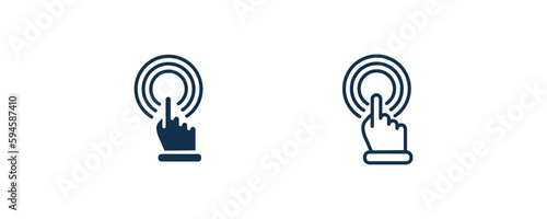 touch screen icon. Outline and filled touch screen icon from artificial intellegence collection. Line and glyph vector isolated on white background. Editable touch screen symbol.