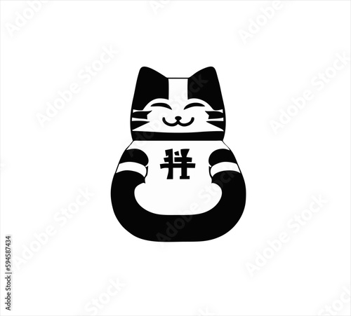 Maneki neko doll vector design silhouette japanese doll vector template inspiration icon