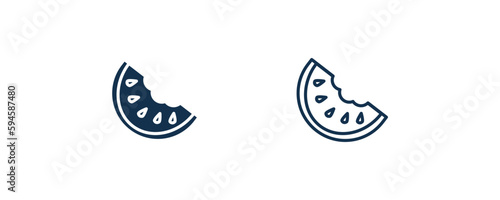 watermellon slice icon. Outline and filled watermellon slice icon from restaurant collection. Line and glyph vector isolated on white background. Editable watermellon slice symbol.