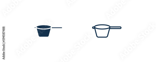 lateral pan icon. Outline and filled lateral pan icon from restaurant collection. Line and glyph vector isolated on white background. Editable lateral pan symbol.