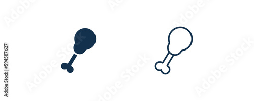 fried chicken thighs icon. Outline and filled fried chicken thighs icon from restaurant collection. Line and glyph vector isolated on white background. Editable fried chicken thighs symbol.