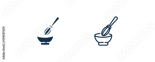 manual mixer icon. Outline and filled manual mixer icon from restaurant collection. Line and glyph vector isolated on white background. Editable manual mixer symbol.