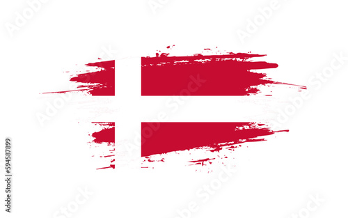 Creative hand-drawn brush stroke flag of DENMARK country vector illustration
