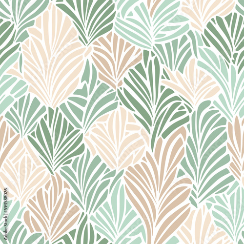 Abstract palm leaf repeat pattern. Vector illustration seamless pattern background