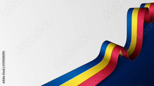 Romania ribbon flag background. photo