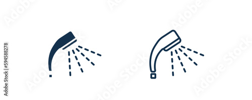 shower icon. Outline and filled shower, water icon from cleaning collection. Line and glyph vector isolated on white background. Editable shower symbol.