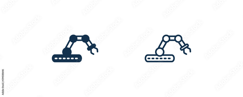 robotic icons. Outline and filled robotic, computer icon from computer and tech collection. Line and glyph vector isolated on white background. Editable robotic symbol.