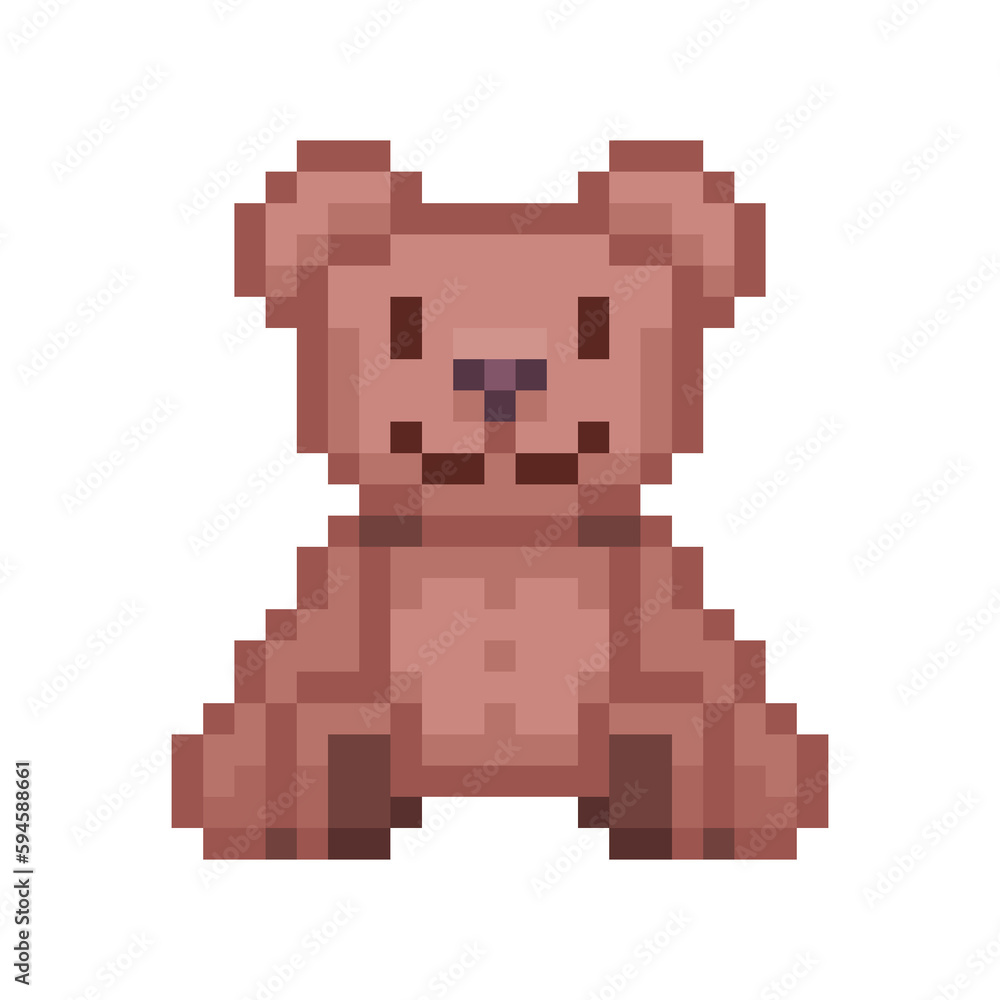 Pixel Illustration of a sitting teddy bear Pixel Illustration of a sitting teddy bear