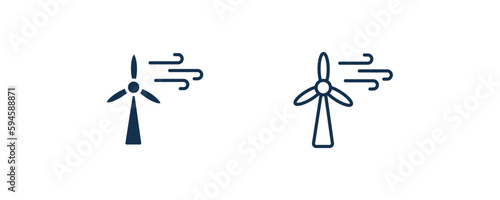 wind energy icon. Outline and filled wind energy, eco icon from ecology collection. Line and glyph vector isolated on white background. Editable wind energy symbol.