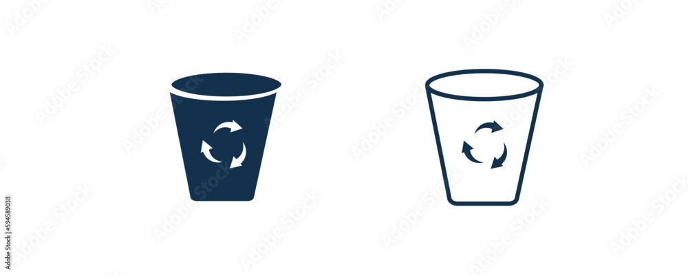 recycle bin icon. Outline and filled recycle bin, recycling icon from ecology collection. Line and glyph vector isolated on white background. Editable recycle bin symbol. recycle bin icon. Outline and filled recycle bin, recycling icon from ecology collection. Line and glyph vector isolated on white background. Editable recycle bin symbol.