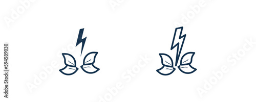 green energy source icon. Outline and filled green energy source, solar icon from ecology collection. Line and glyph vector isolated on white background. Editable green energy source symbol.