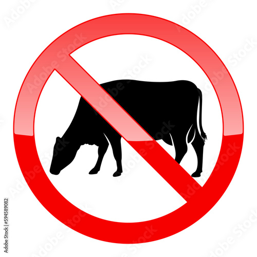 Meat forbidden sign. Silhouette of cow.