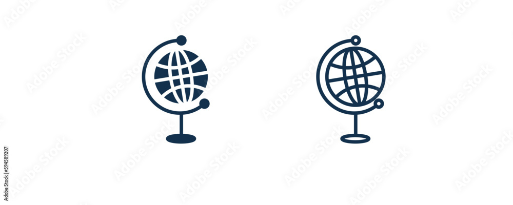 classroom globe icon. Outline and filled classroom globe, school icon from education collection. Line and glyph vector isolated on white background. Editable classroom globe symbol. classroom globe icon. Outline and filled classroom globe, school icon from education collection. Line and glyph vector isolated on white background. Editable classroom globe symbol.