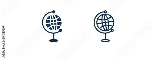 classroom globe icon. Outline and filled classroom globe, school icon from education collection. Line and glyph vector isolated on white background. Editable classroom globe symbol.