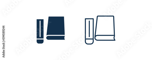 hardbound book icon. Outline and filled hardbound book, bibliophile icon from education collection. Line and glyph vector isolated on white background. Editable hardbound book symbol.