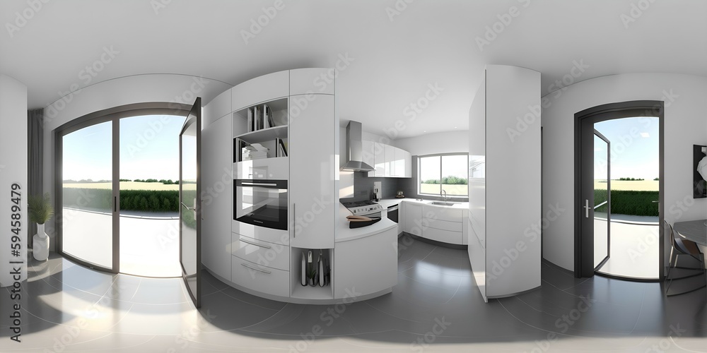 Equirectangular Kitchen Full 360 degrees seamless spherical panorama HDRI equirectangular ...