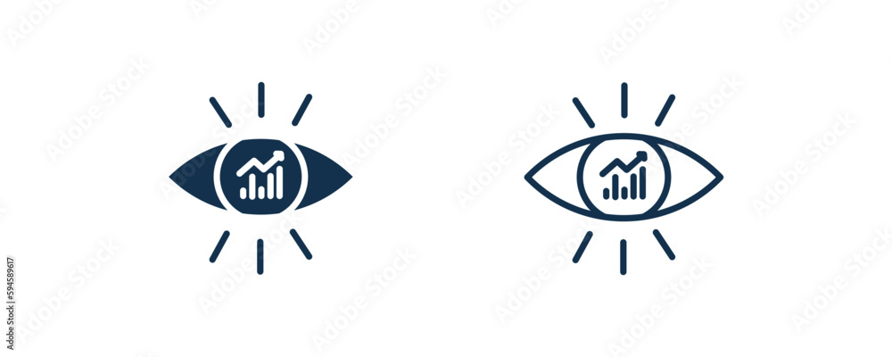 business eye icon. Outline and filled business eye icon from marketing collection. Line and glyph vector isolated on white background. Editable business eye symbol.