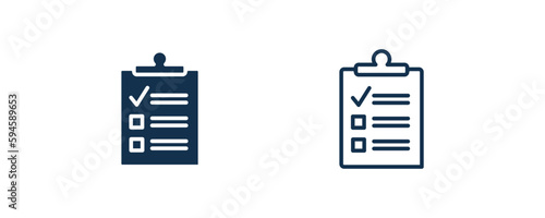checklist icon. Outline and filled checklist icon from marketing collection. Line and glyph vector isolated on white background. Editable checklist symbol.