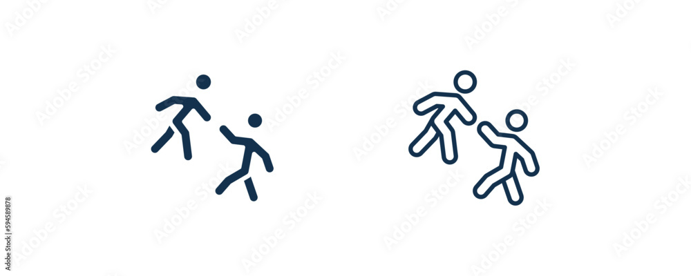 Naklejka premium helping icon. Outline and filled helping icon from humans and behavior collection. Line and glyph vector isolated on white background. Editable helping symbol.