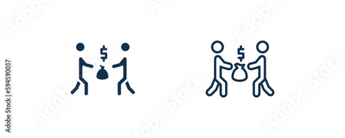people trading icon. Outline and filled people trading icon from humans and behavior collection. Line and glyph vector isolated on white background. Editable people trading symbol.