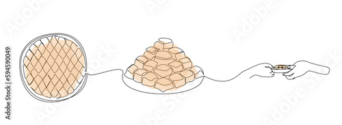sweet baklava tray people help give ramadan eid celebration homemade turkey traditional dessert line art