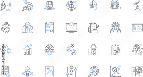 Company enhancement line icons collection. Innovation, Efficiency, Growth, Optimization, Development, Adaptation, Expansion vector and linear illustration. Transformation,Progress,Modernization