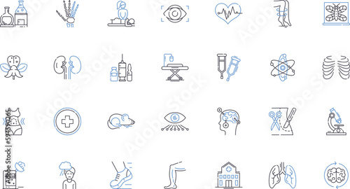 Patient therapy line icons collection. Rehabilitation, Support, Counseling, Healing, Recovery, Mental health, Coping vector and linear illustration. Trauma,Wellness,Resilience outline signs set