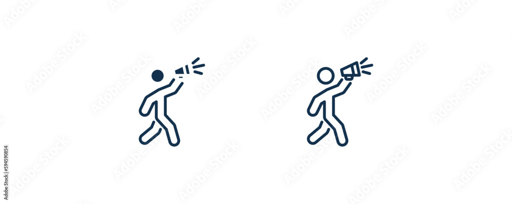 man shouting icon. Outline and filled man shouting icon from behavior and action collection. Line and glyph vector isolated on white background. Editable man shouting symbol. man shouting icon. Outline and filled man shouting icon from behavior and action collection. Line and glyph vector isolated on white background. Editable man shouting symbol.