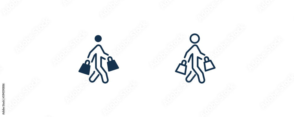 shopper man icon. Outline and filled shopper man icon from behavior and ...