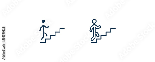 climbing stairs icon. Outline and filled climbing stairs icon from behavior and action collection. Line and glyph vector isolated on white background. Editable climbing stairs symbol.