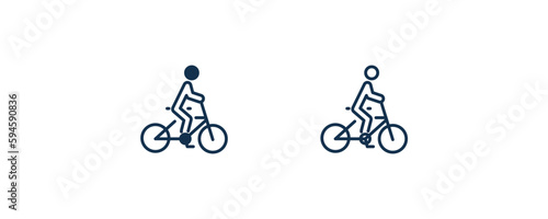 man riding bicylce icon. Outline and filled man riding bicylce icon from behavior and action collection. Line and glyph vector isolated on white background. Editable man riding bicylce symbol.