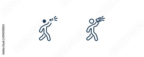 man shouting icon. Outline and filled man shouting icon from behavior and action collection. Line and glyph vector isolated on white background. Editable man shouting symbol.