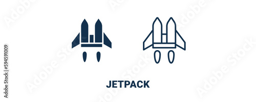 jetpack icon. Outline and filled jetpack icon from automation and high tech collection. Line and glyph vector isolated on white background. Editable jetpack symbol.