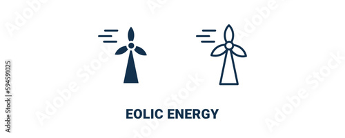 eolic energy icon. Outline and filled eolic energy icon from automation and high tech collection. Line and glyph vector isolated on white background. Editable eolic energy symbol.