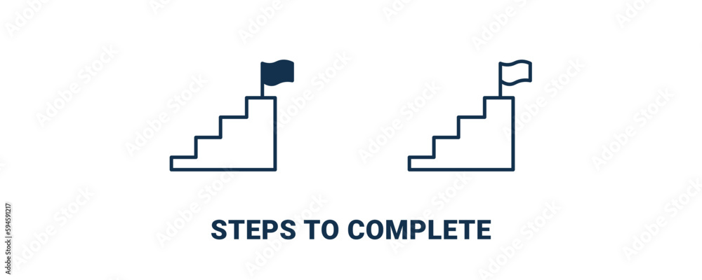 steps to complete icon. Outline and filled steps to complete icon from education and science collection. Line and glyph vector isolated on white background. Editable steps to complete symbol. steps to complete icon. Outline and filled steps to complete icon from education and science collection. Line and glyph vector isolated on white background. Editable steps to complete symbol.
