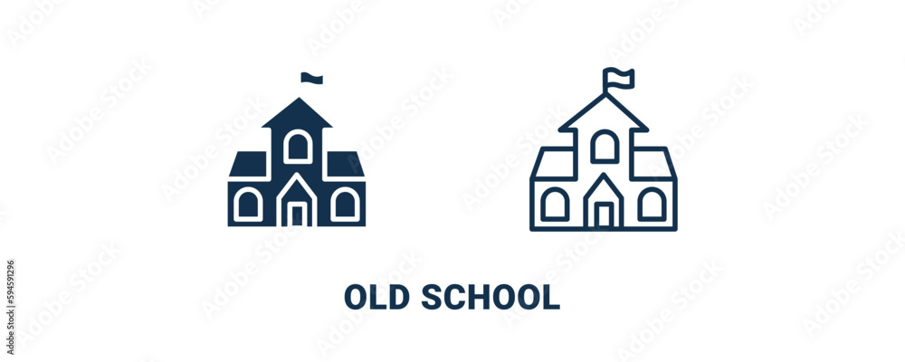 old school icon. Outline and filled old school icon from education and science collection. Line and glyph vector isolated on white background. Editable old school symbol.