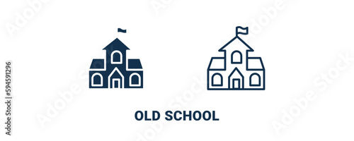 old school icon. Outline and filled old school icon from education and science collection. Line and glyph vector isolated on white background. Editable old school symbol.