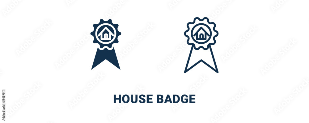 house badge icon. Outline and filled house badge icon from commerce and marketing collection. Line and glyph vector isolated on white background. Editable house badge symbol. house badge icon. Outline and filled house badge icon from commerce and marketing collection. Line and glyph vector isolated on white background. Editable house badge symbol.