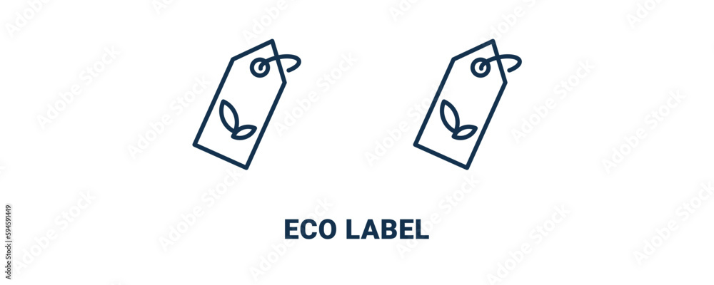 eco label icon. Outline and filled eco label icon from commerce and marketing collection. Line and glyph vector isolated on white background. Editable eco label symbol. eco label icon. Outline and filled eco label icon from commerce and marketing collection. Line and glyph vector isolated on white background. Editable eco label symbol.