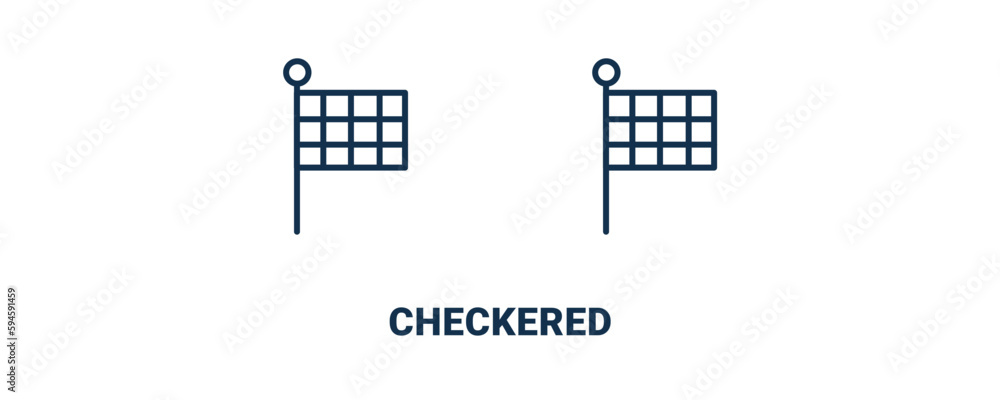 checkered icon. Outline and filled checkered icon from commerce and marketing collection. Line and glyph vector isolated on white background. Editable checkered symbol. checkered icon. Outline and filled checkered icon from commerce and marketing collection. Line and glyph vector isolated on white background. Editable checkered symbol.