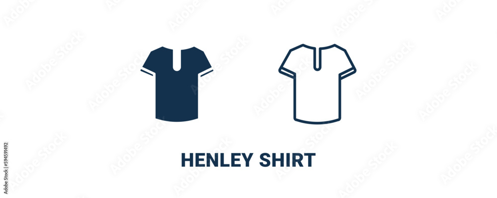 henley shirt icon. Outline and filled henley shirt icon from clothes and outfit collection. Line and glyph vector isolated on white background. Editable henley shirt symbol. henley shirt icon. Outline and filled henley shirt icon from clothes and outfit collection. Line and glyph vector isolated on white background. Editable henley shirt symbol.