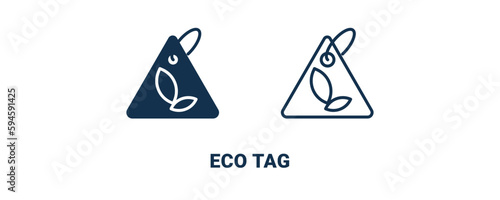 eco tag icon. Outline and filled eco tag icon from commerce and marketing collection. Line and glyph vector isolated on white background. Editable eco tag symbol.