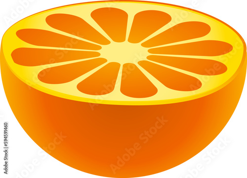 Half Orange Fruit Tropical Fresh Summer Isolated