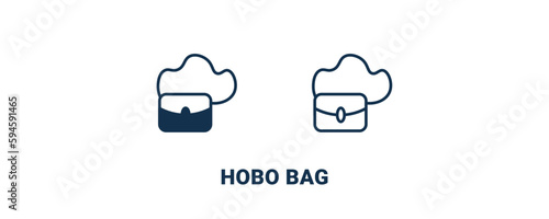 hobo bag icon. Outline and filled hobo bag icon from clothes and outfit collection. Line and glyph vector isolated on white background. Editable hobo bag symbol.