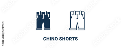 chino shorts icon. Outline and filled chino shorts icon from clothes and outfit collection. Line and glyph vector isolated on white background. Editable chino shorts symbol.
